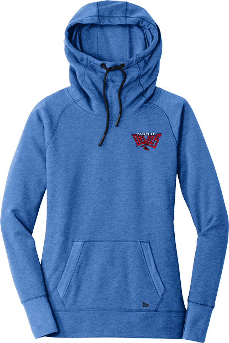 York Devils New Era Ladies Tri-Blend Fleece Pullover Hoodie