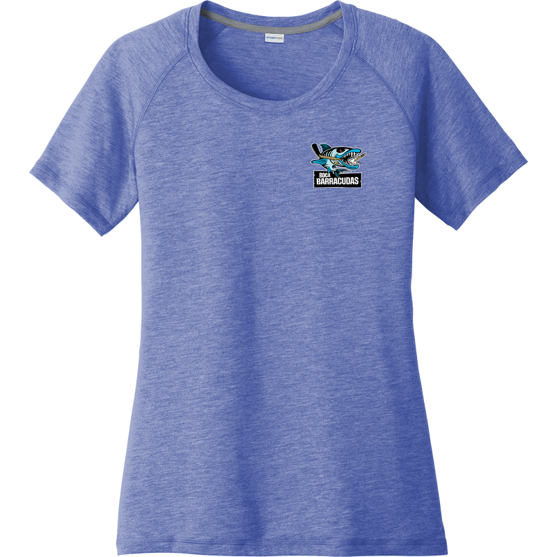 Boca Barracudas Ladies PosiCharge Tri-Blend Wicking Scoop Neck Raglan Tee